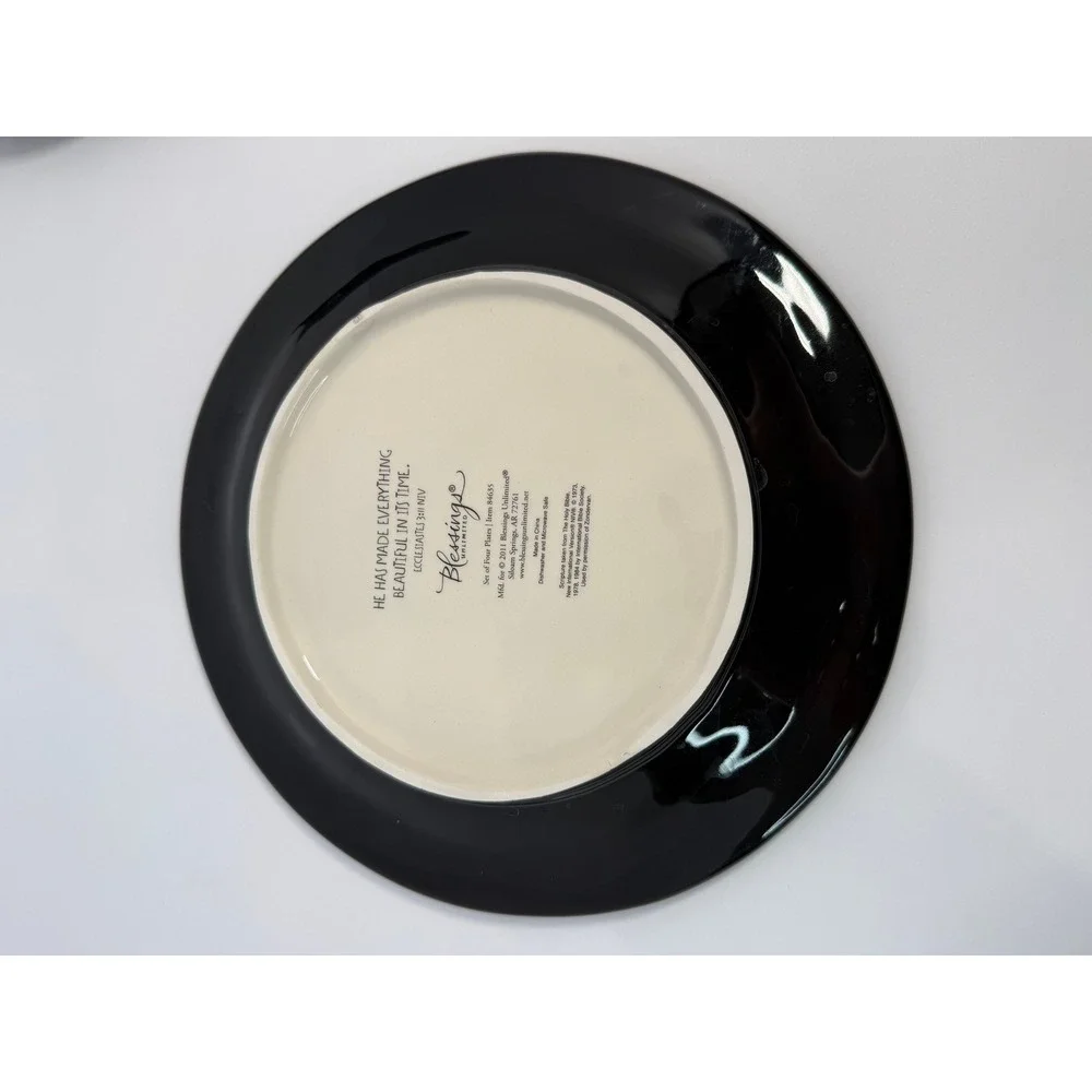 Blessings Unlimited Beauty Wonder Scripture Ceramic Plates‎ Set of 2 Teal Orange